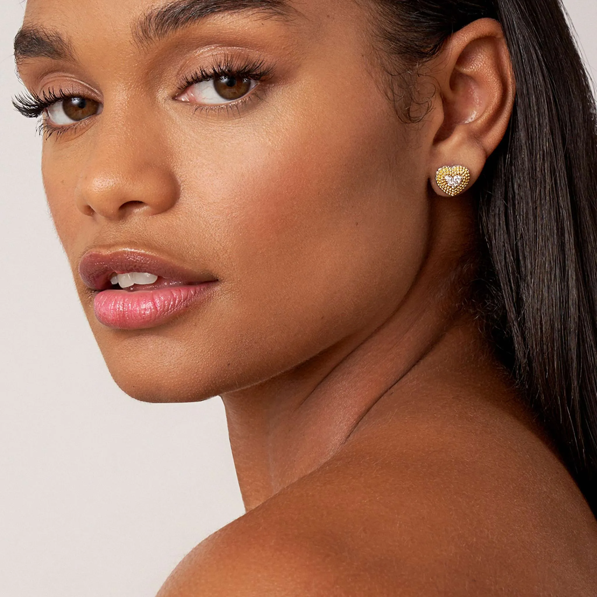 Caviar Lux Diamond Heart Stud Earrings sold by LAGOS product image thumbnail 2