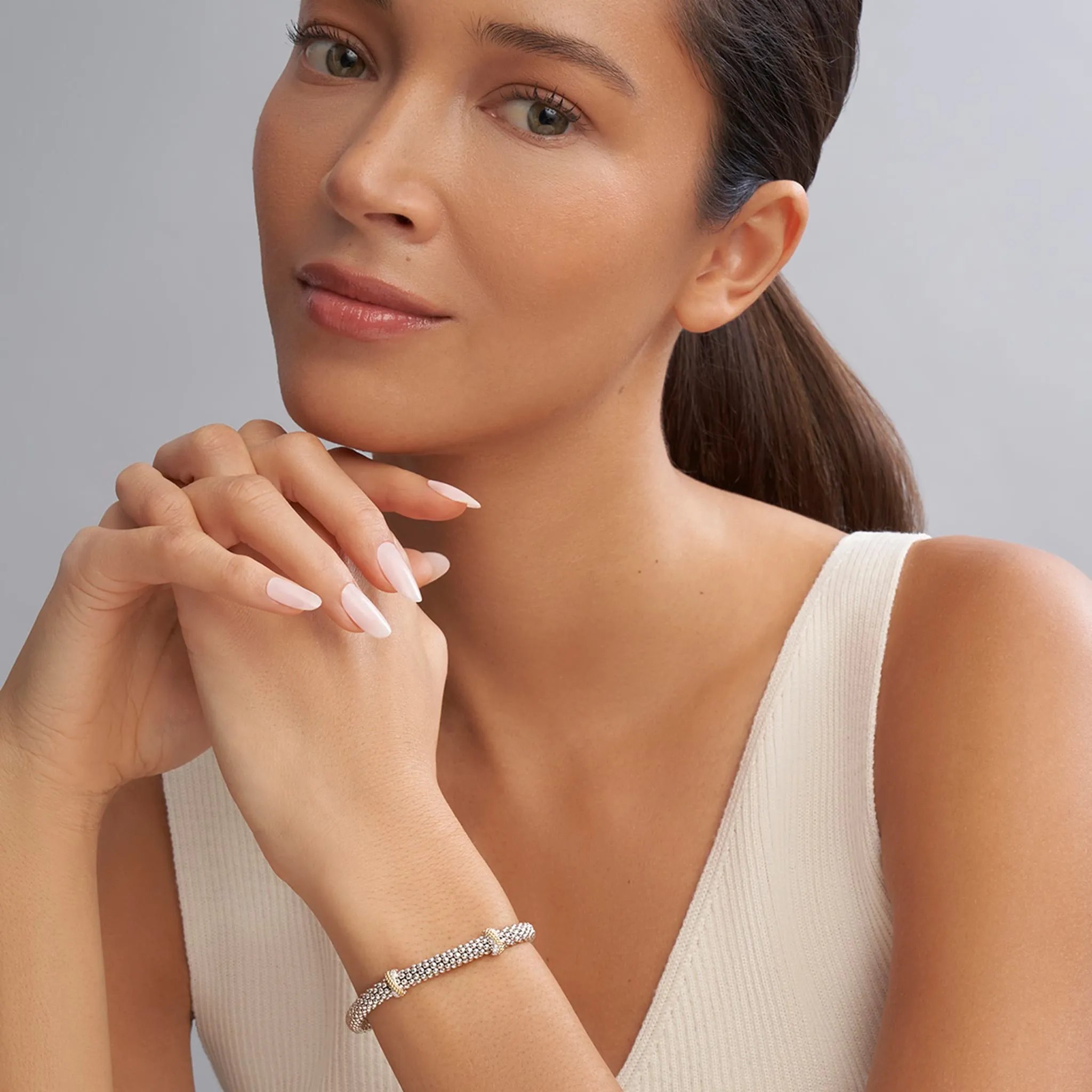 Caviar Lux Double X Caviar Diamond Bracelet | 6mm sold by LAGOS product image thumbnail 2