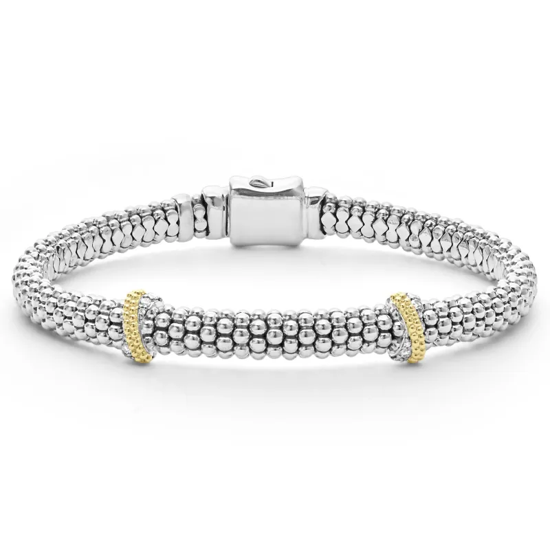 Caviar Lux Double X Caviar Diamond Bracelet | 6mm sold by LAGOS