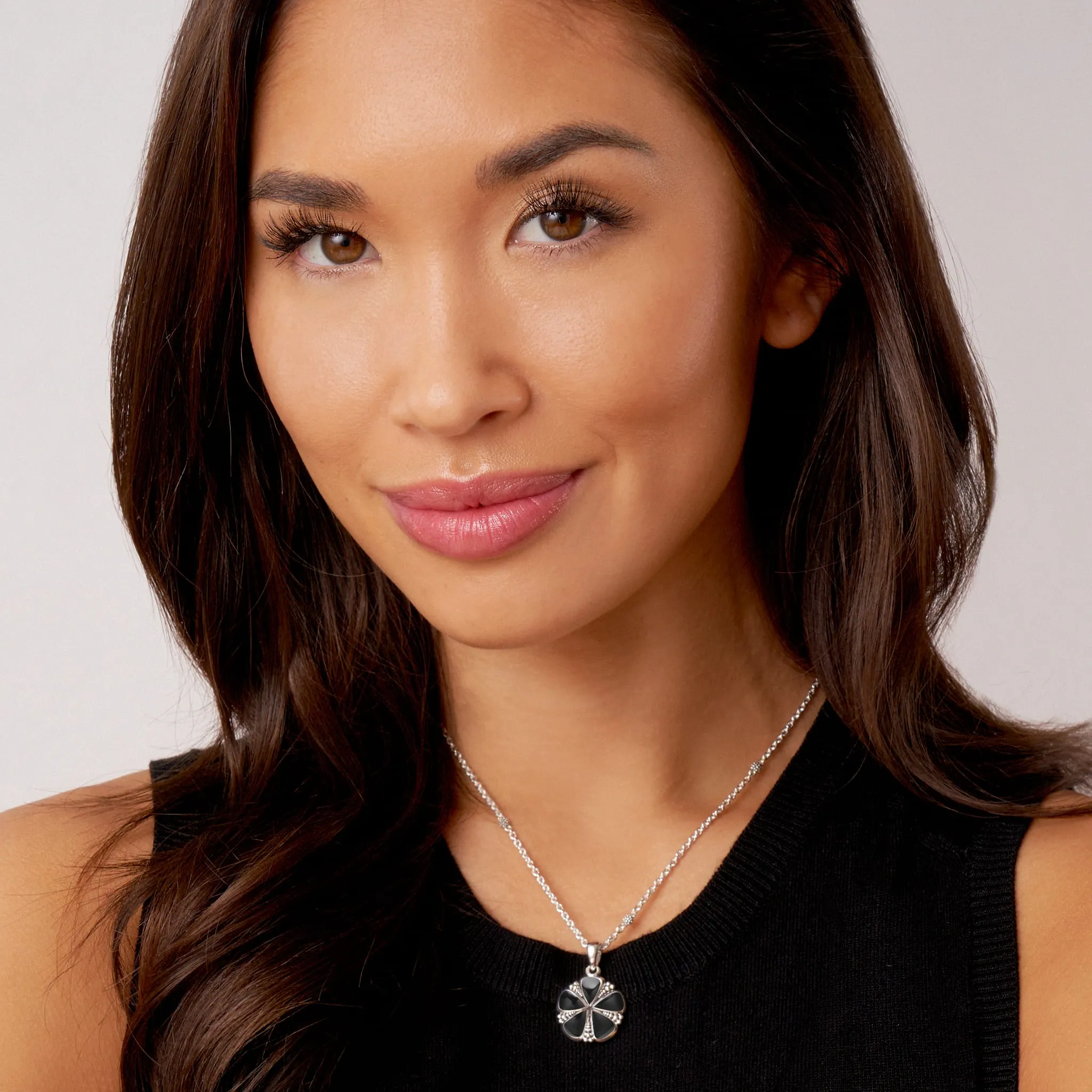 Maya Onyx Flower Pendant Necklace sold by LAGOS product image thumbnail 2