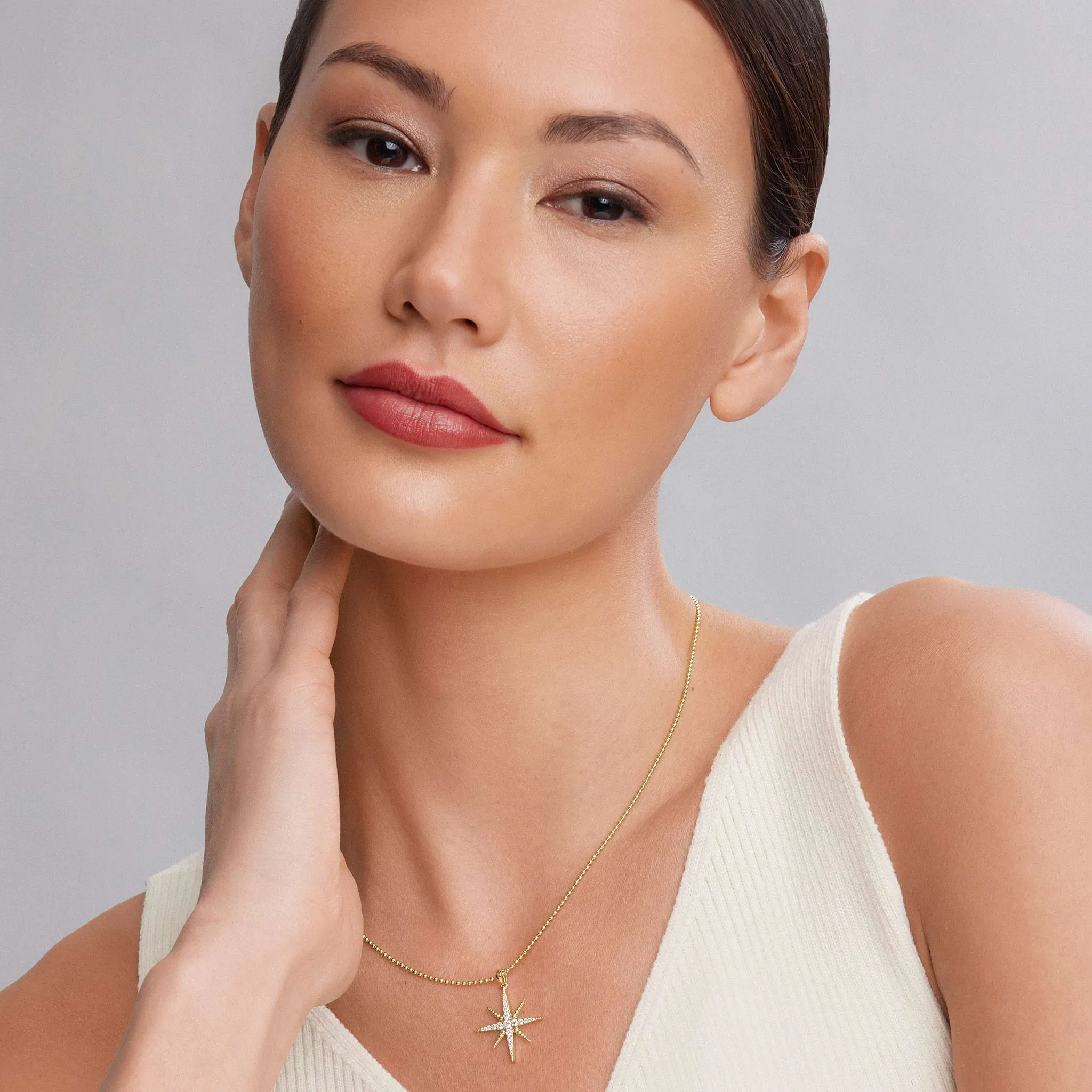 North Star 18K Gold Delicate Diamond Pendant Necklace sold by LAGOS product image thumbnail 2