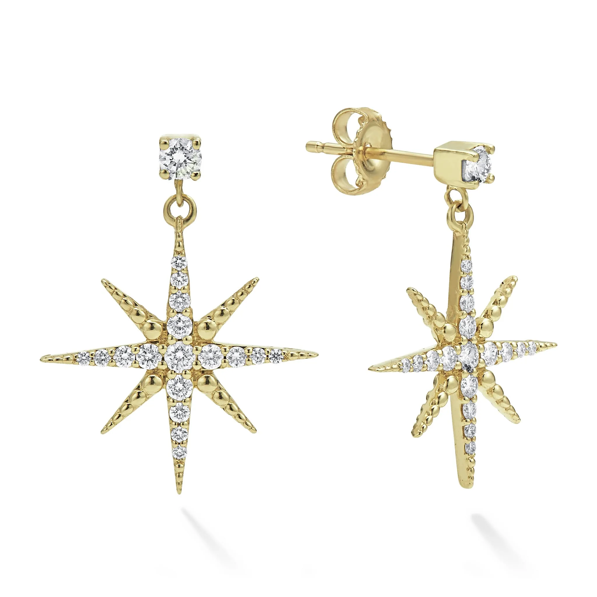 North Star 18K Gold Diamond Drop Earrings sold by LAGOS