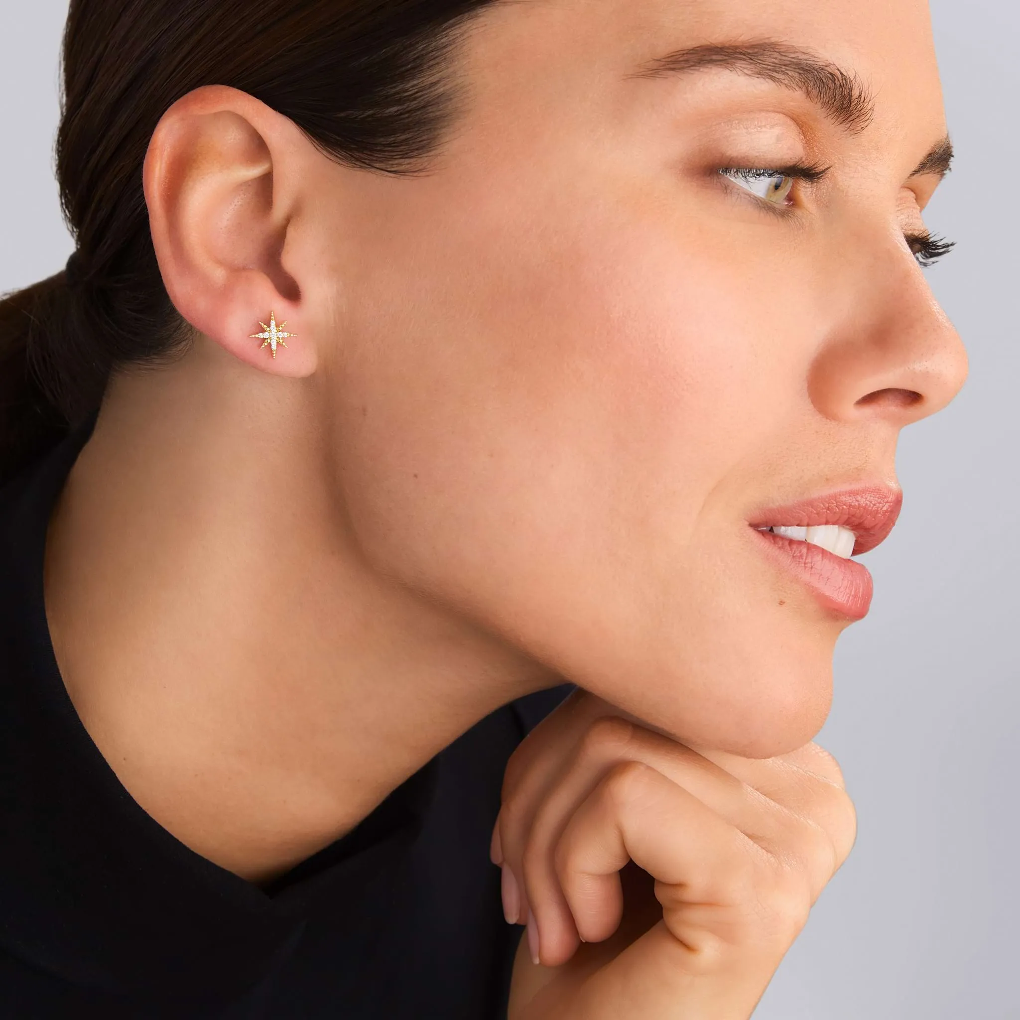 North Star 18K Gold Diamond Stud Earrings sold by LAGOS product image thumbnail 2