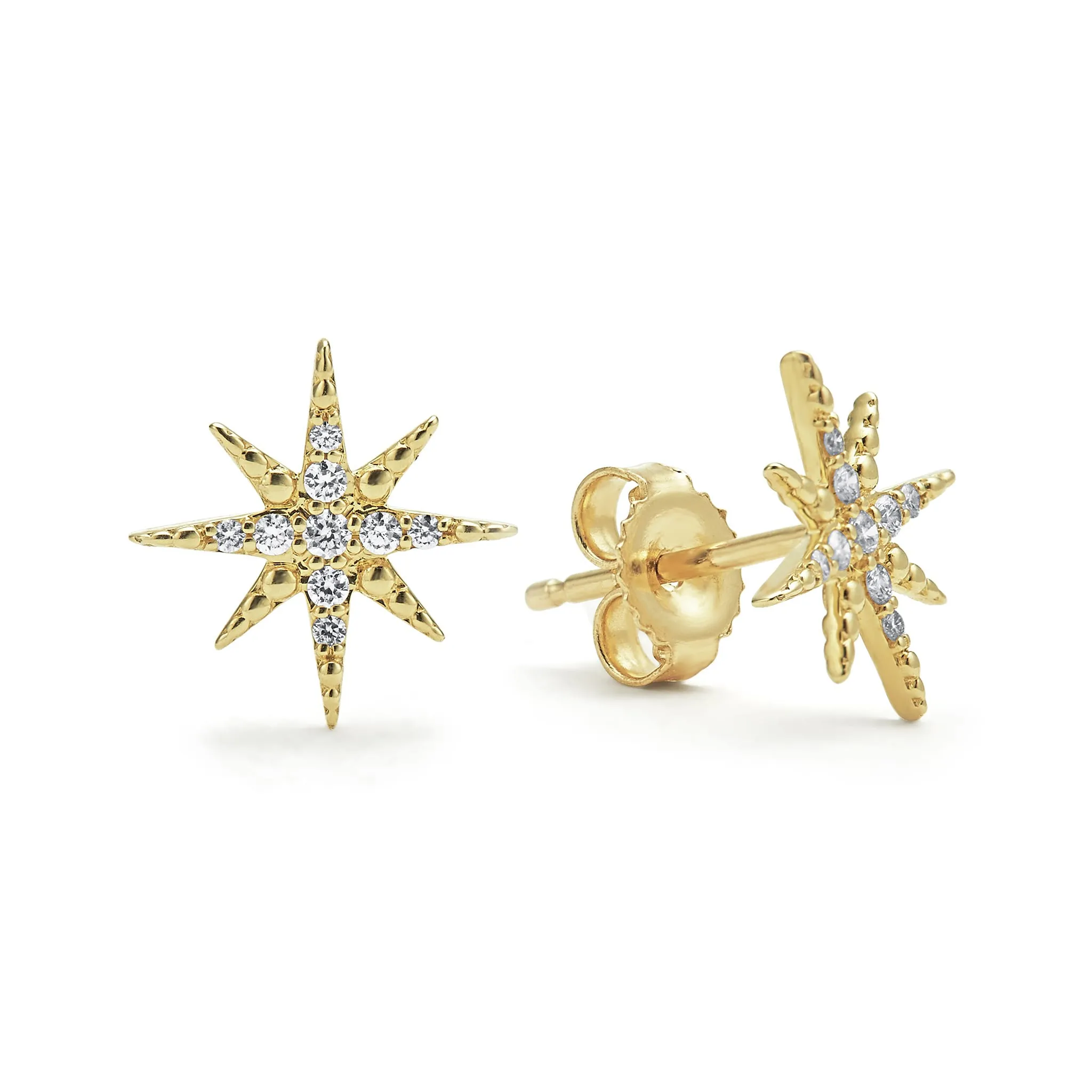 North Star 18K Gold Diamond Stud Earrings sold by LAGOS product image thumbnail 3