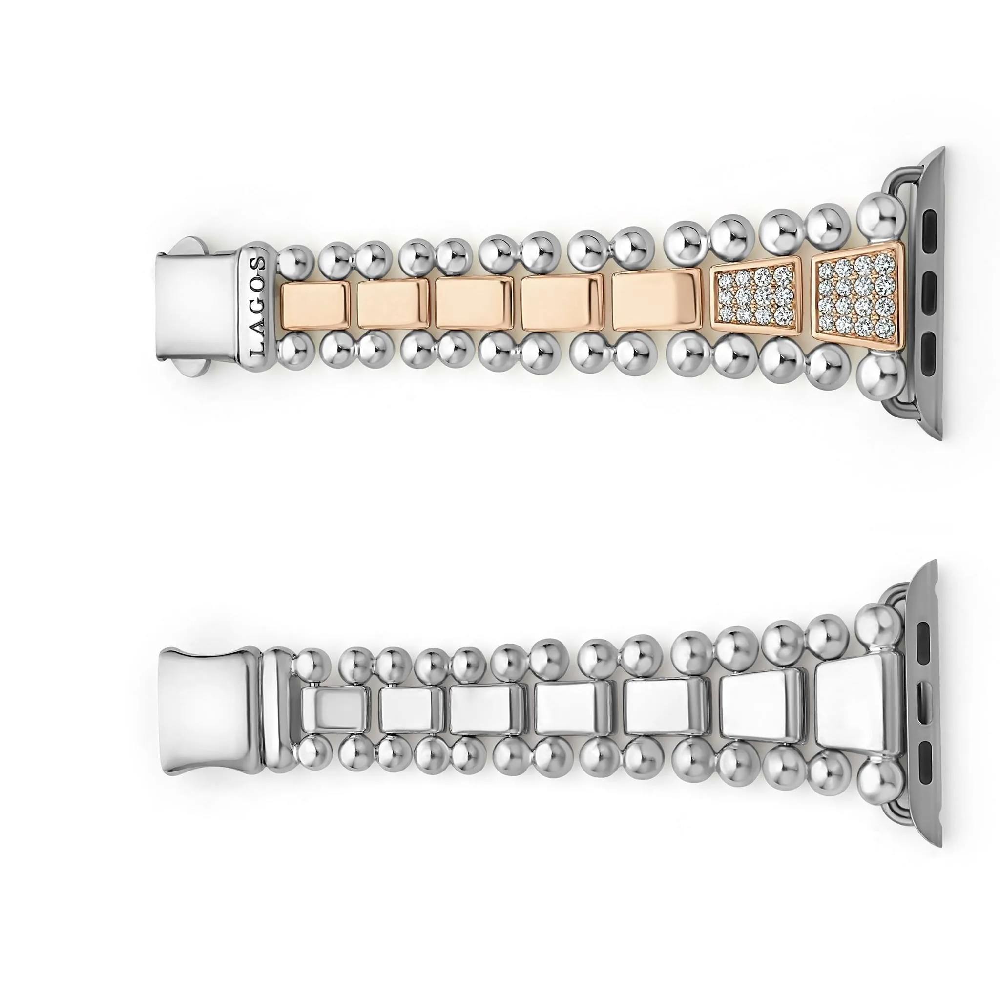 Smart Caviar 18K Rose Gold and Sterling Silver Half Diamond Watch Bracelet-42-49mm sold by LAGOS product image thumbnail 2