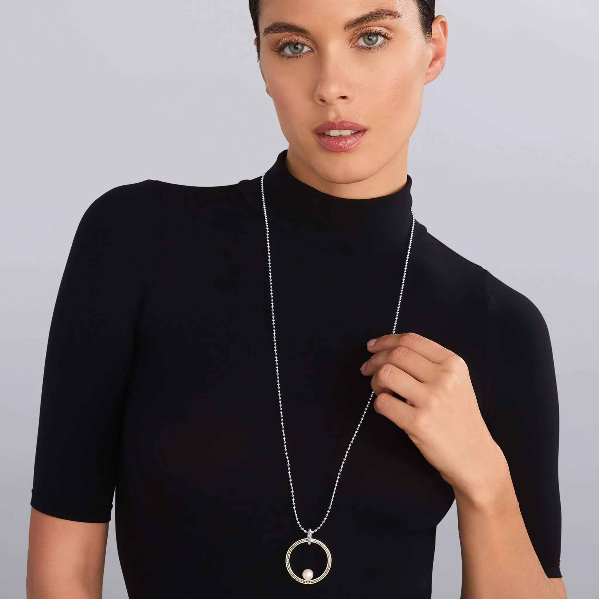 Luna Circle Pearl Statement Necklace sold by LAGOS product image thumbnail 2