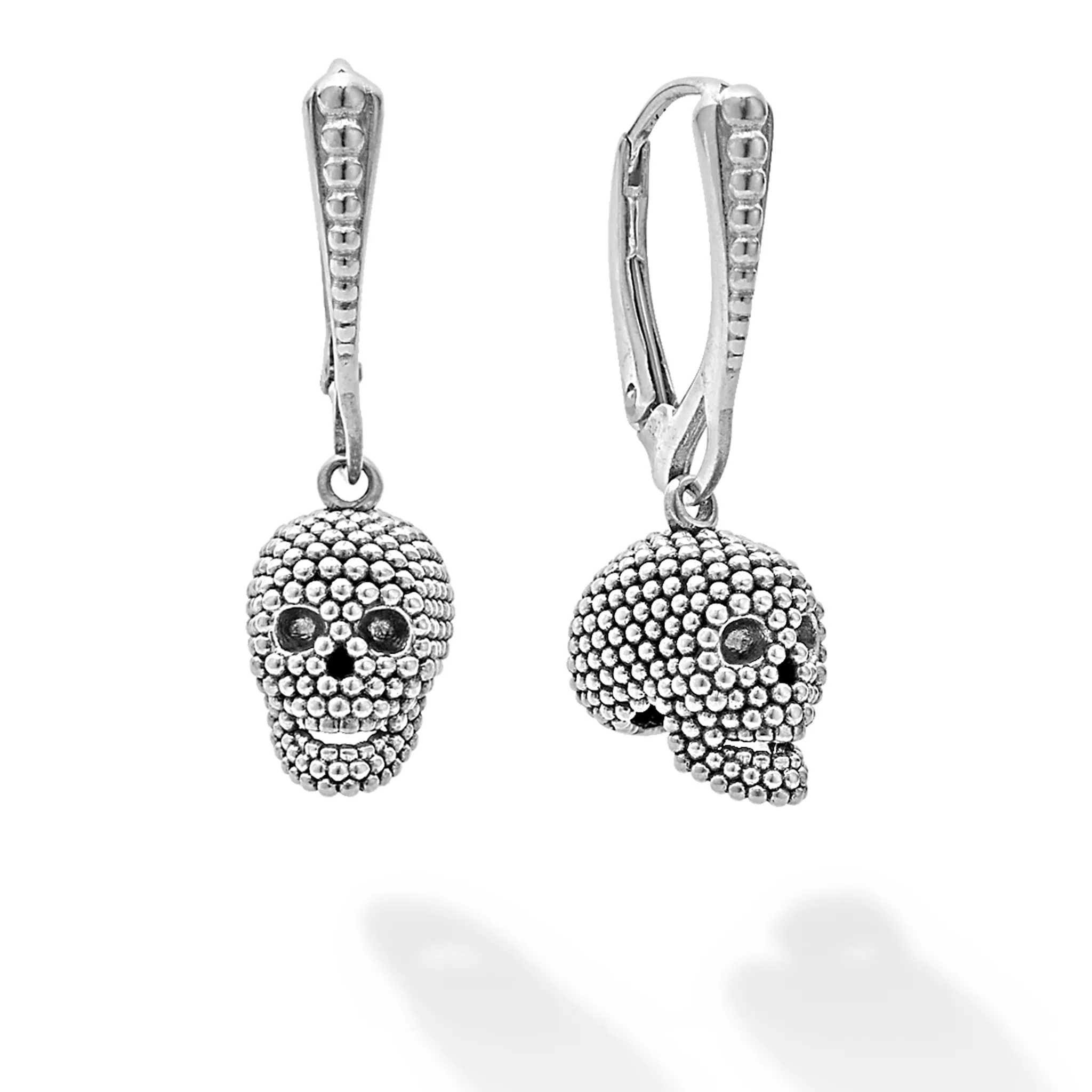 Anthem Caviar Beaded Skull Drop Earrings sold by LAGOS