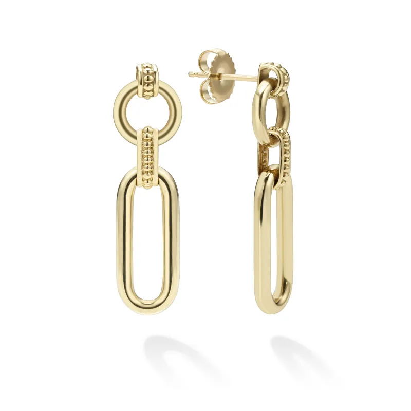 Signature Caviar 18K Gold Link Drop Earrings sold by LAGOS