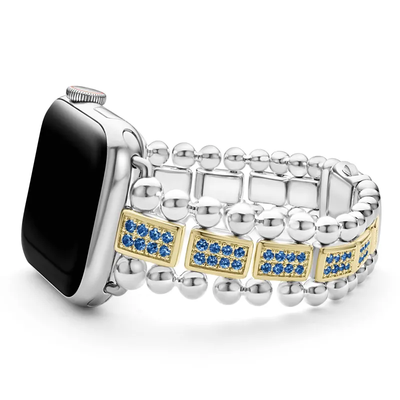 Smart Caviar 18K Gold and Sterling Silver Blue Sapphire Watch Bracelet-38-45mm sold by LAGOS
