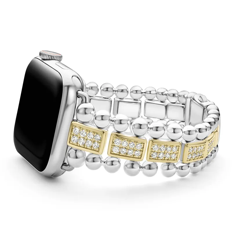 Smart Caviar 18K Gold and Sterling Silver Full Diamond Watch Bracelet-38-45mm sold by LAGOS