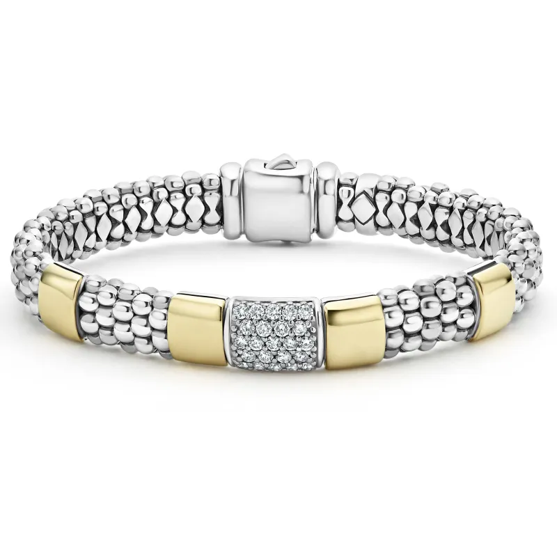 High Bar Two-Tone Diamond Bracelet | 9mm sold by LAGOS