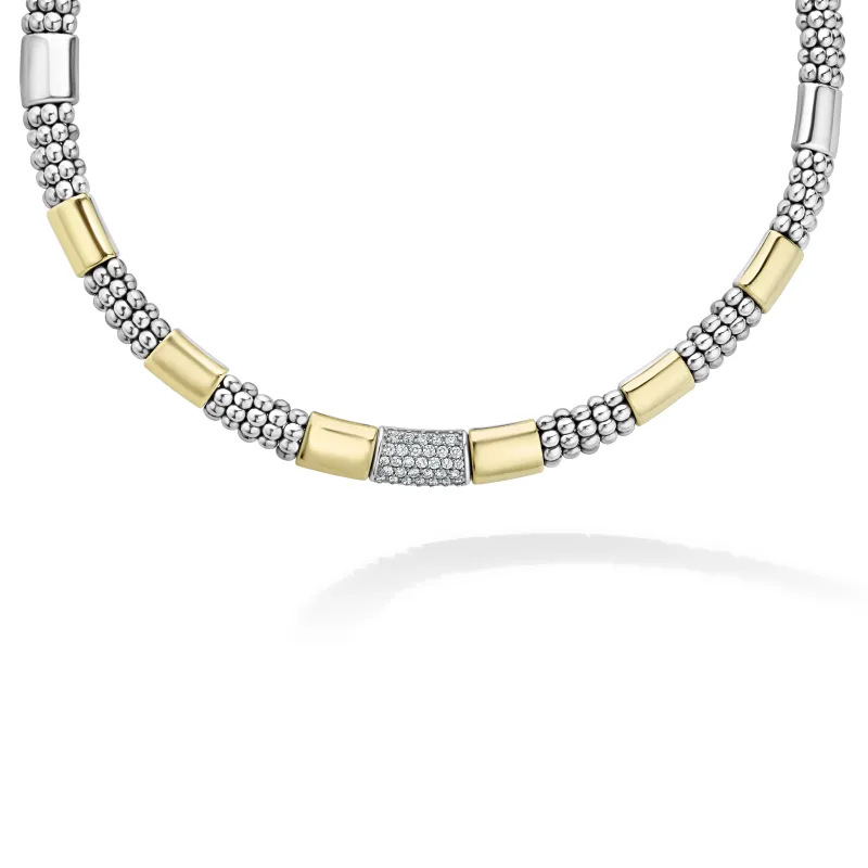 High Bar Two-Tone Station Diamond Necklace sold by LAGOS