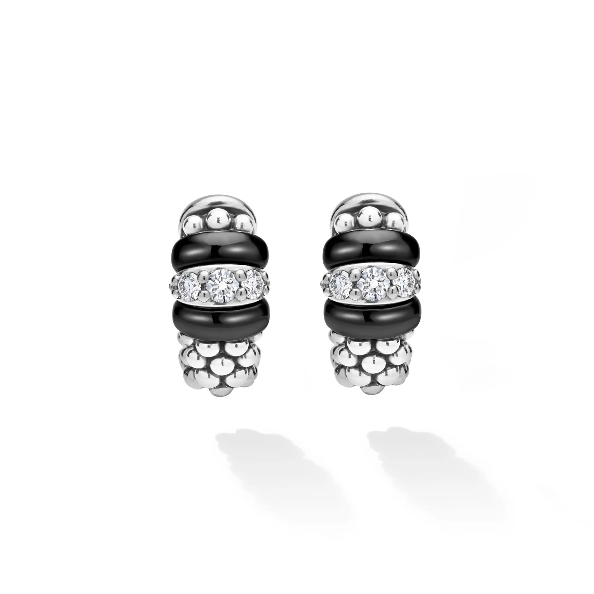 Black Caviar Black Ceramic and Diamond Huggie Earrings sold by LAGOS product image thumbnail 3