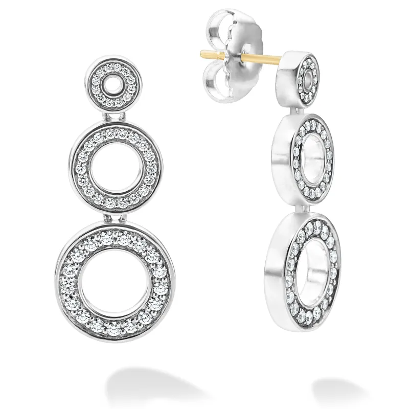 Caviar Spark Diamond Circle Drop Earrings sold by LAGOS