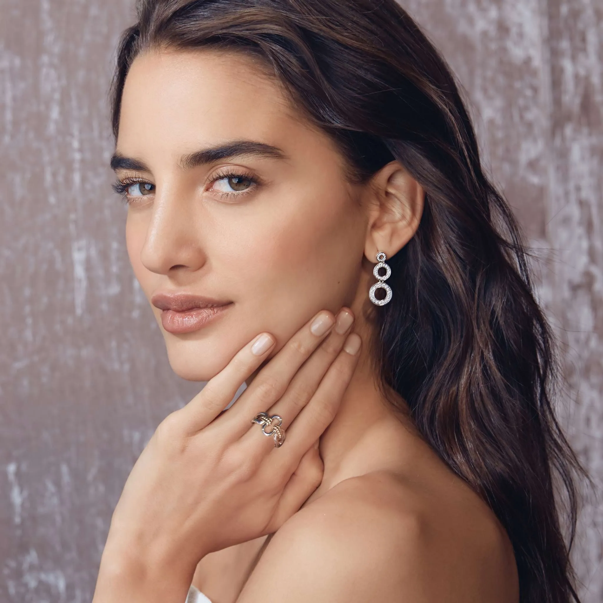 Caviar Spark Diamond Circle Drop Earrings sold by LAGOS product image thumbnail 4