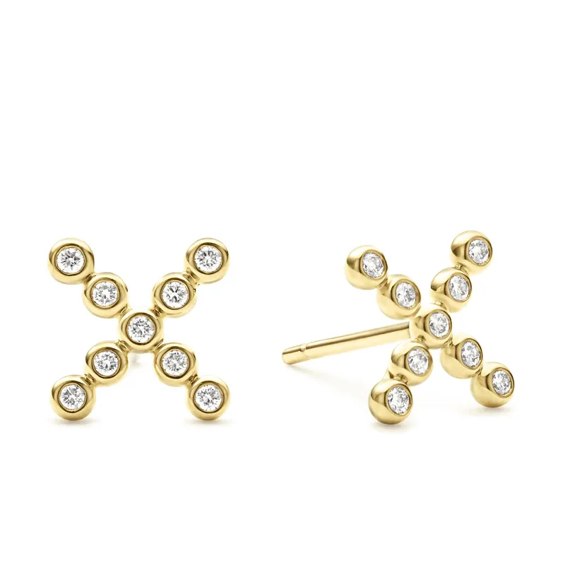KSL 18K Gold X Diamond Stud Earrings sold by LAGOS