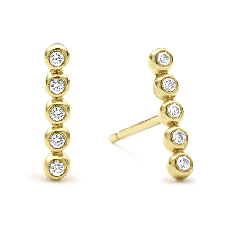 KSL 18K Gold Diamond Bar Stud Earrings sold by LAGOS