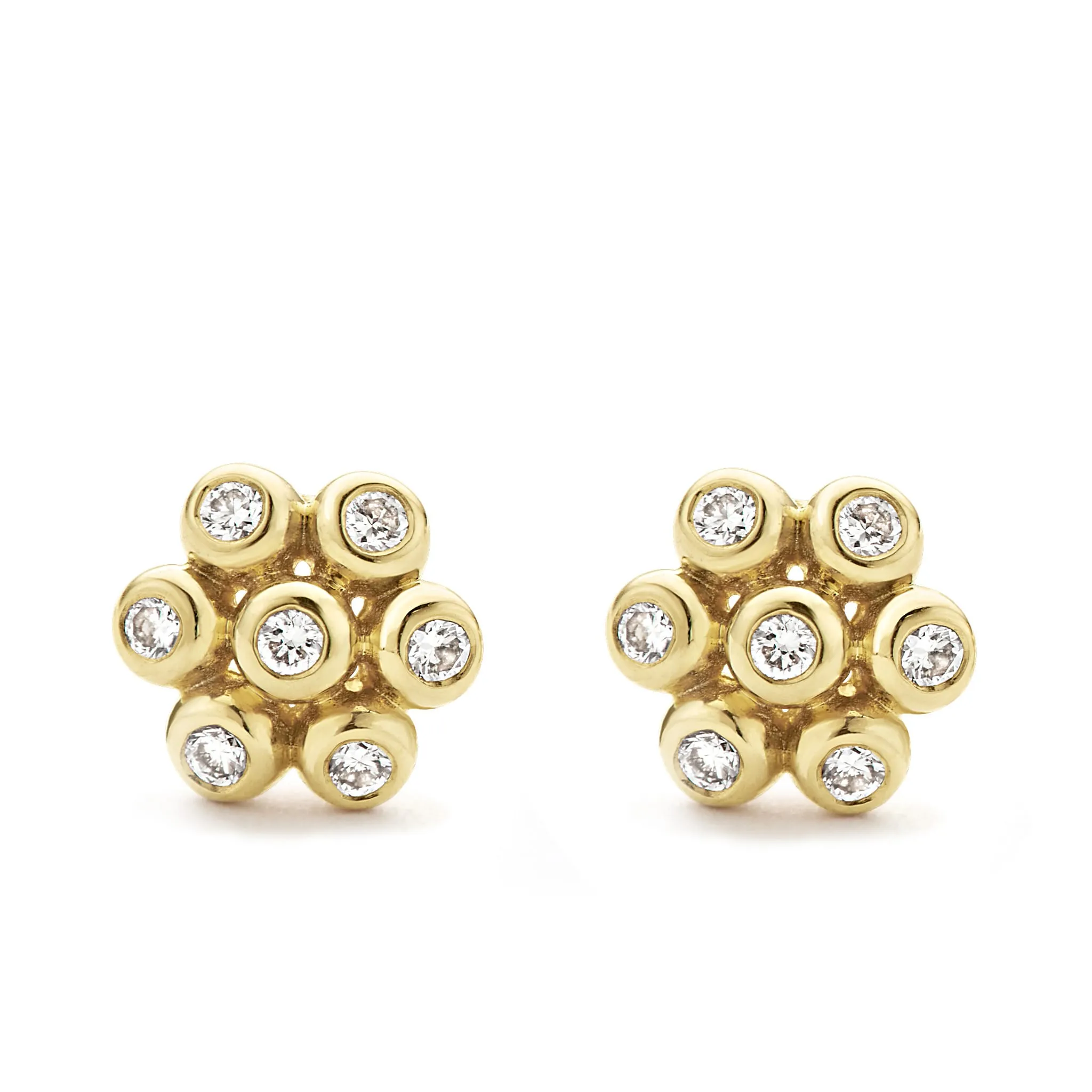 KSL 18K Gold Flower Diamond Stud Earrings sold by LAGOS product image thumbnail 4