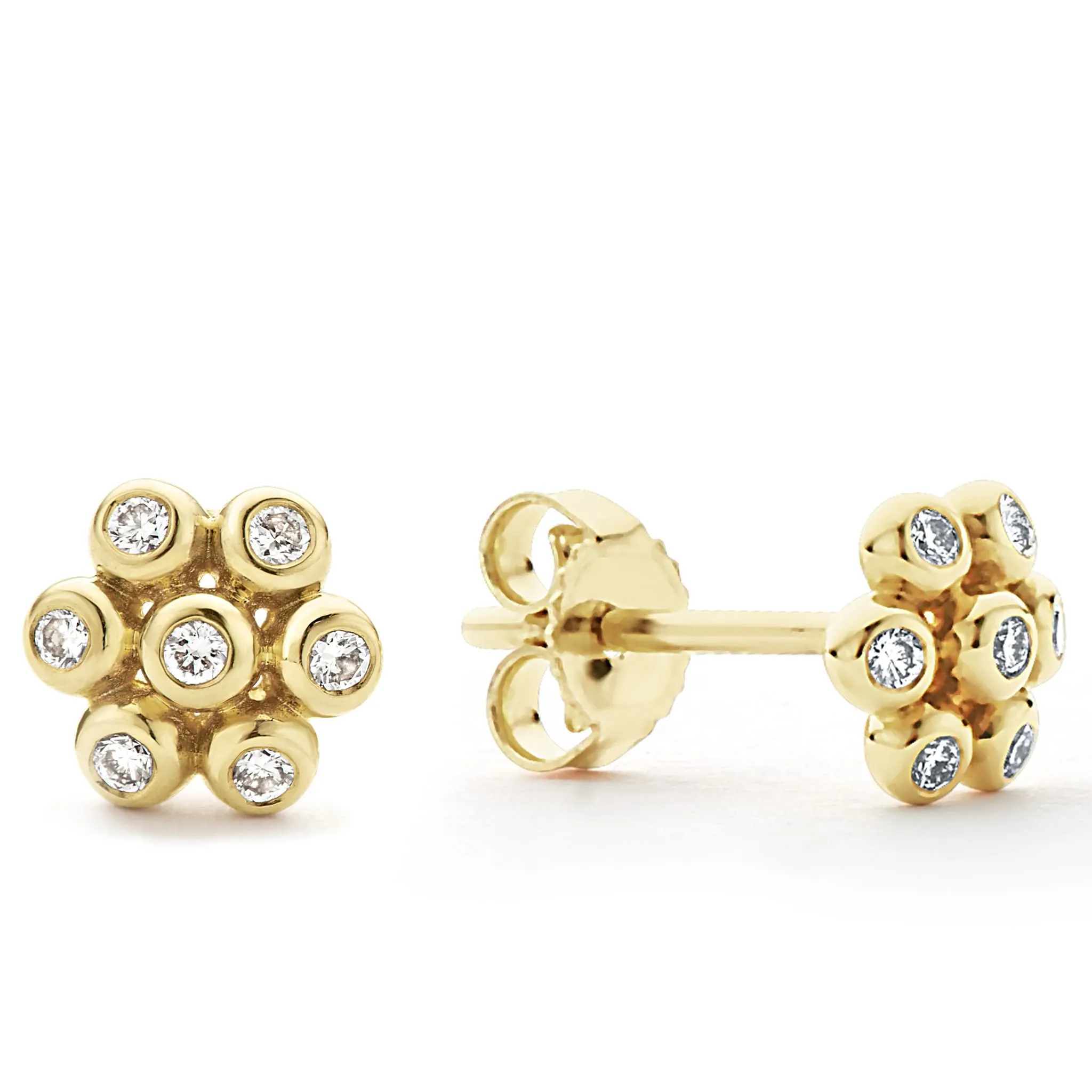 KSL 18K Gold Flower Diamond Stud Earrings sold by LAGOS product image thumbnail 3