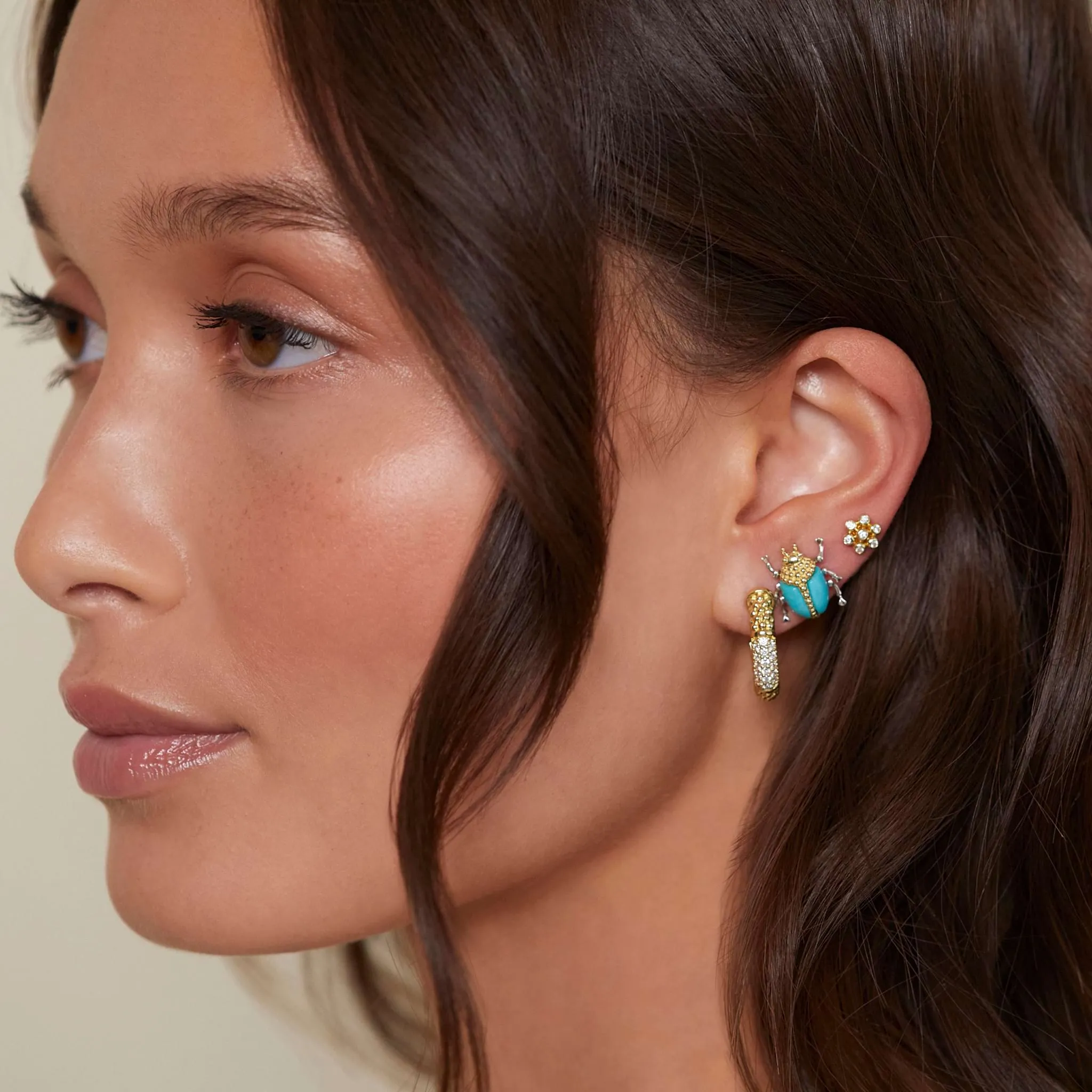 KSL 18K Gold Flower Diamond Stud Earrings sold by LAGOS product image thumbnail 5