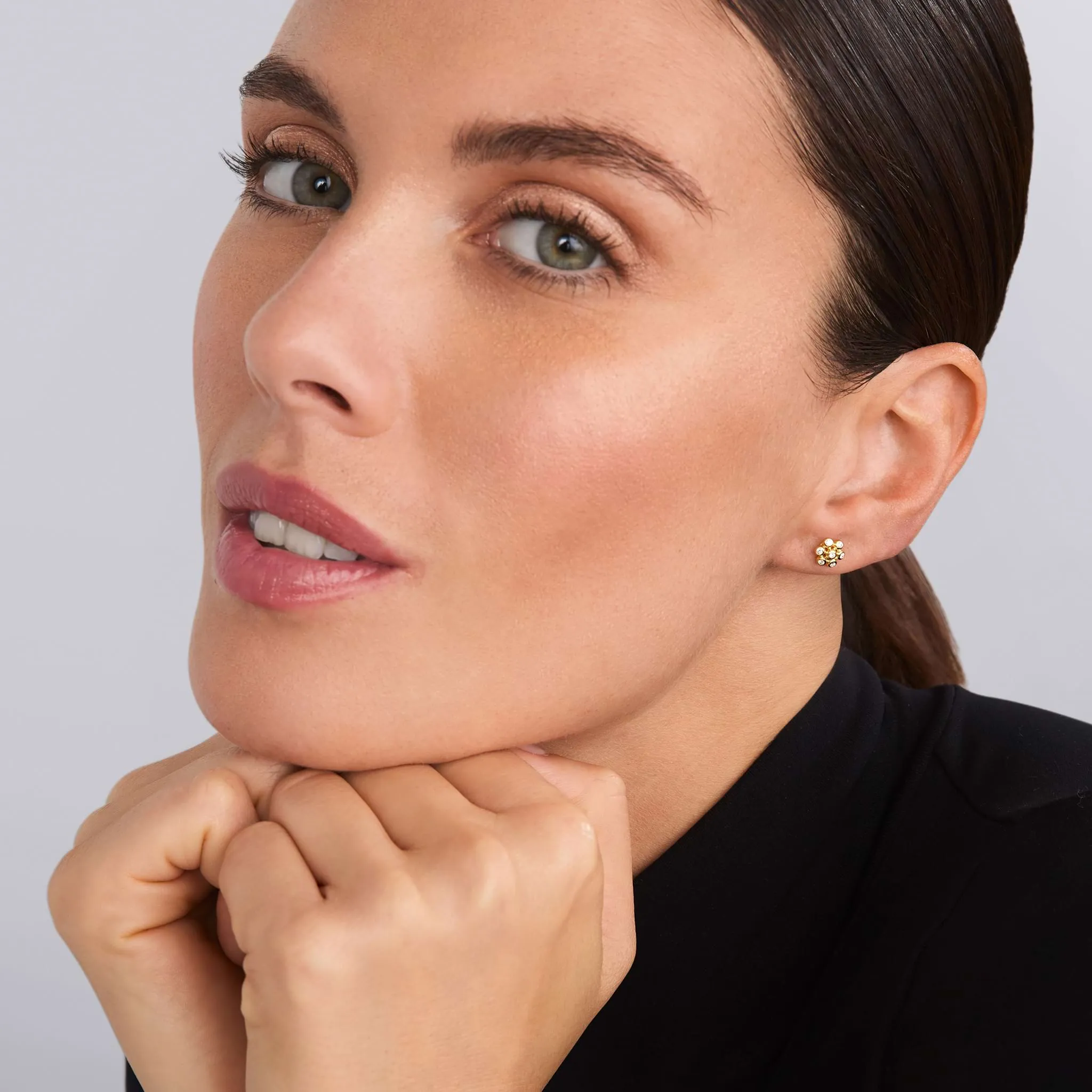 KSL 18K Gold Flower Diamond Stud Earrings sold by LAGOS product image thumbnail 2