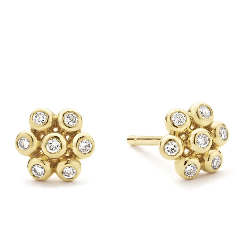 KSL 18K Gold Flower Diamond Stud Earrings sold by LAGOS