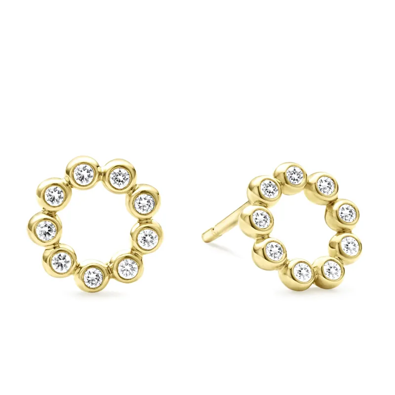 KSL 18K Gold Circle Diamond Stud Earrings sold by LAGOS