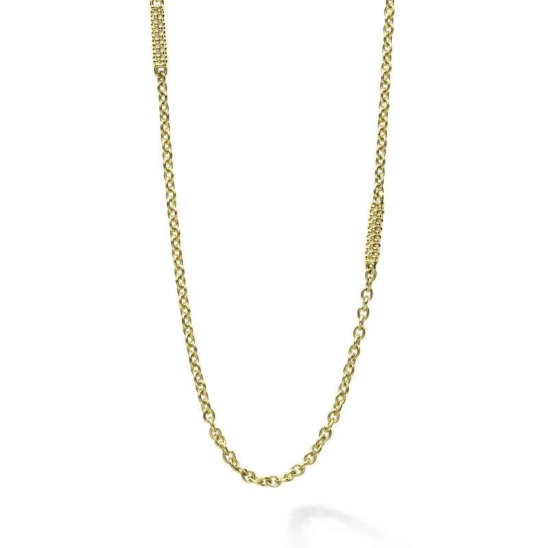 Signature Caviar 18K Gold Superfine Station Chain Necklace sold by LAGOS