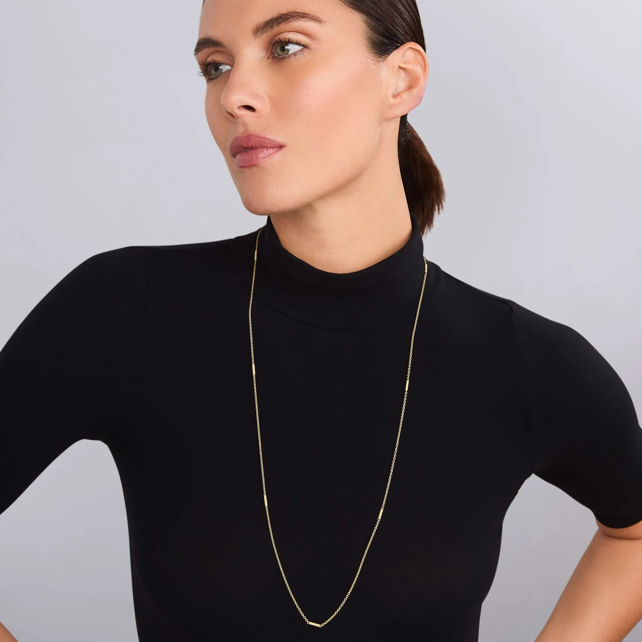 Signature Caviar 18K Gold Superfine Station Chain Necklace sold by LAGOS product image thumbnail 2