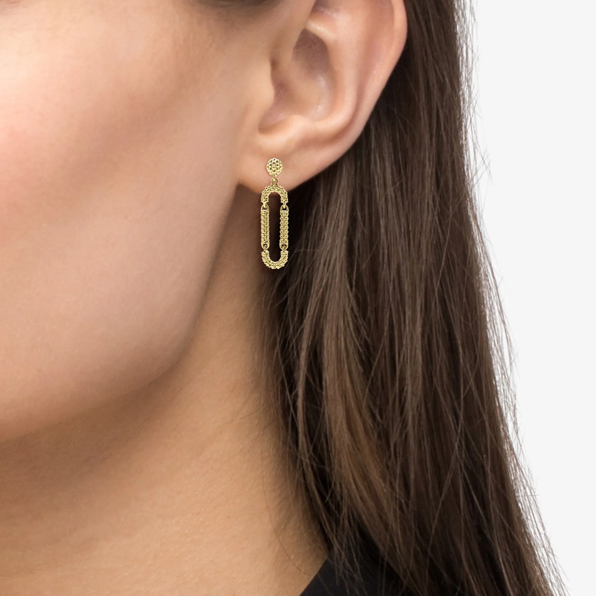 Signature Caviar 18K Gold Superfine Caviar Drop Earrings sold by LAGOS product image thumbnail 2