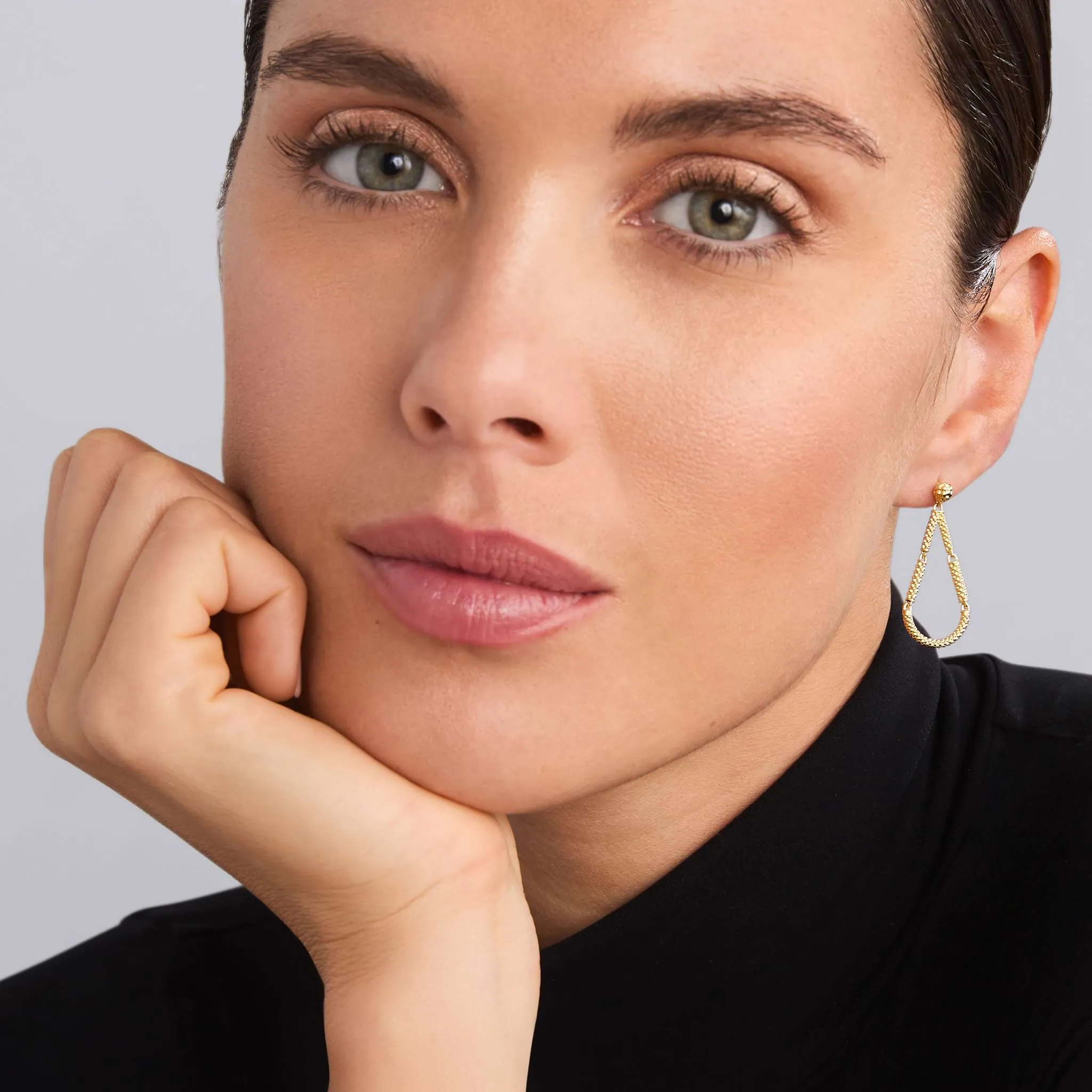 Signature Caviar Petite 18K Gold Superfine Caviar Tear Drop Earrings sold by LAGOS product image thumbnail 2