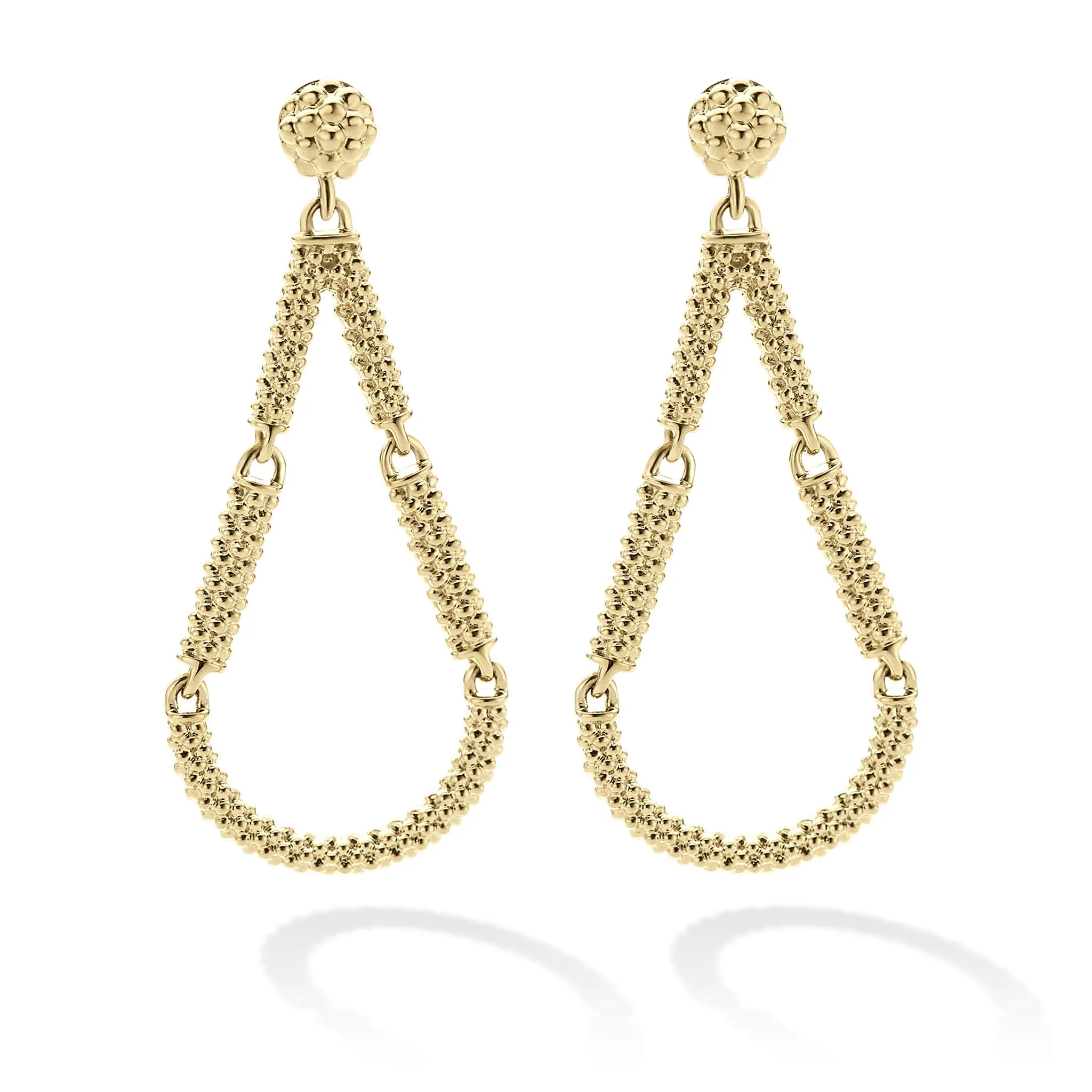 Signature Caviar Petite 18K Gold Superfine Caviar Tear Drop Earrings sold by LAGOS product image thumbnail 4