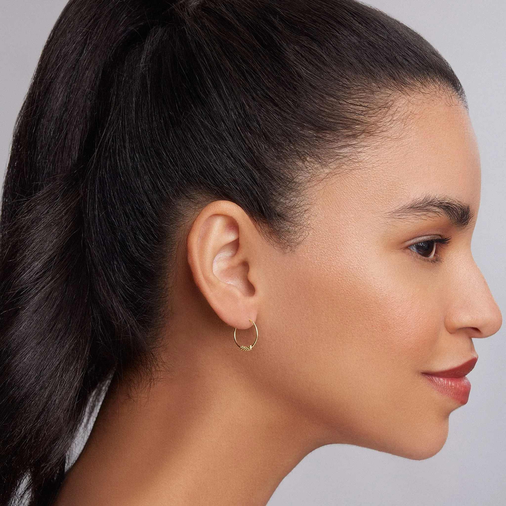 Signature Caviar 18K Gold Superfine Hoop Earrings sold by LAGOS product image thumbnail 2