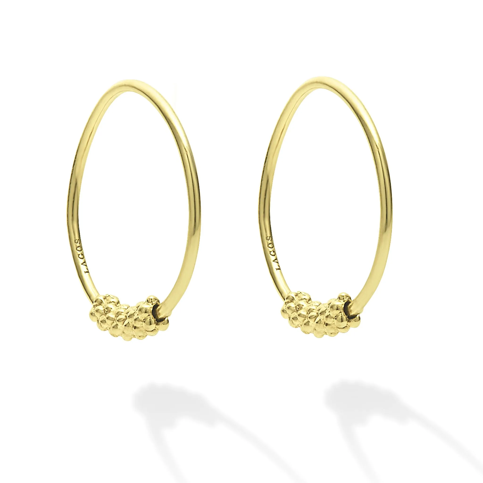 Signature Caviar 18K Gold Superfine Hoop Earrings sold by LAGOS product image thumbnail 4