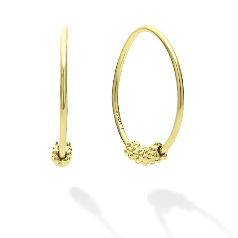 Signature Caviar 18K Gold Superfine Hoop Earrings sold by LAGOS