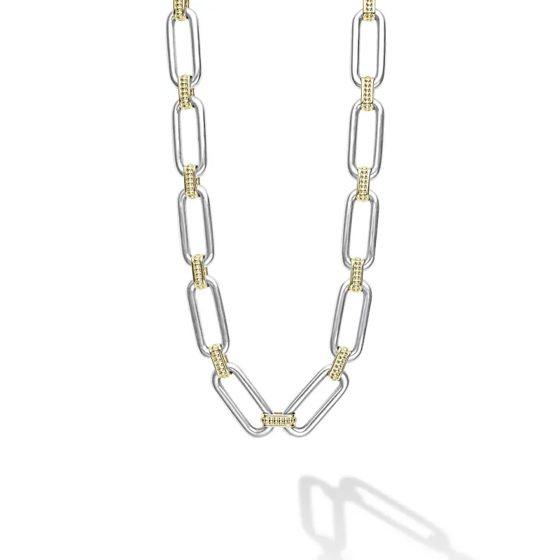 Signature Caviar Two-Tone Link Necklace sold by LAGOS