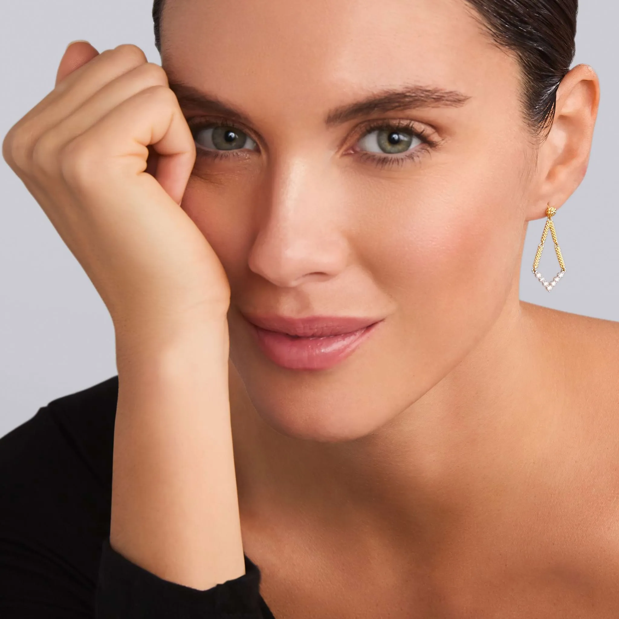 Signature Caviar Petite Superfine Diamond Drop Earrings sold by LAGOS product image thumbnail 2