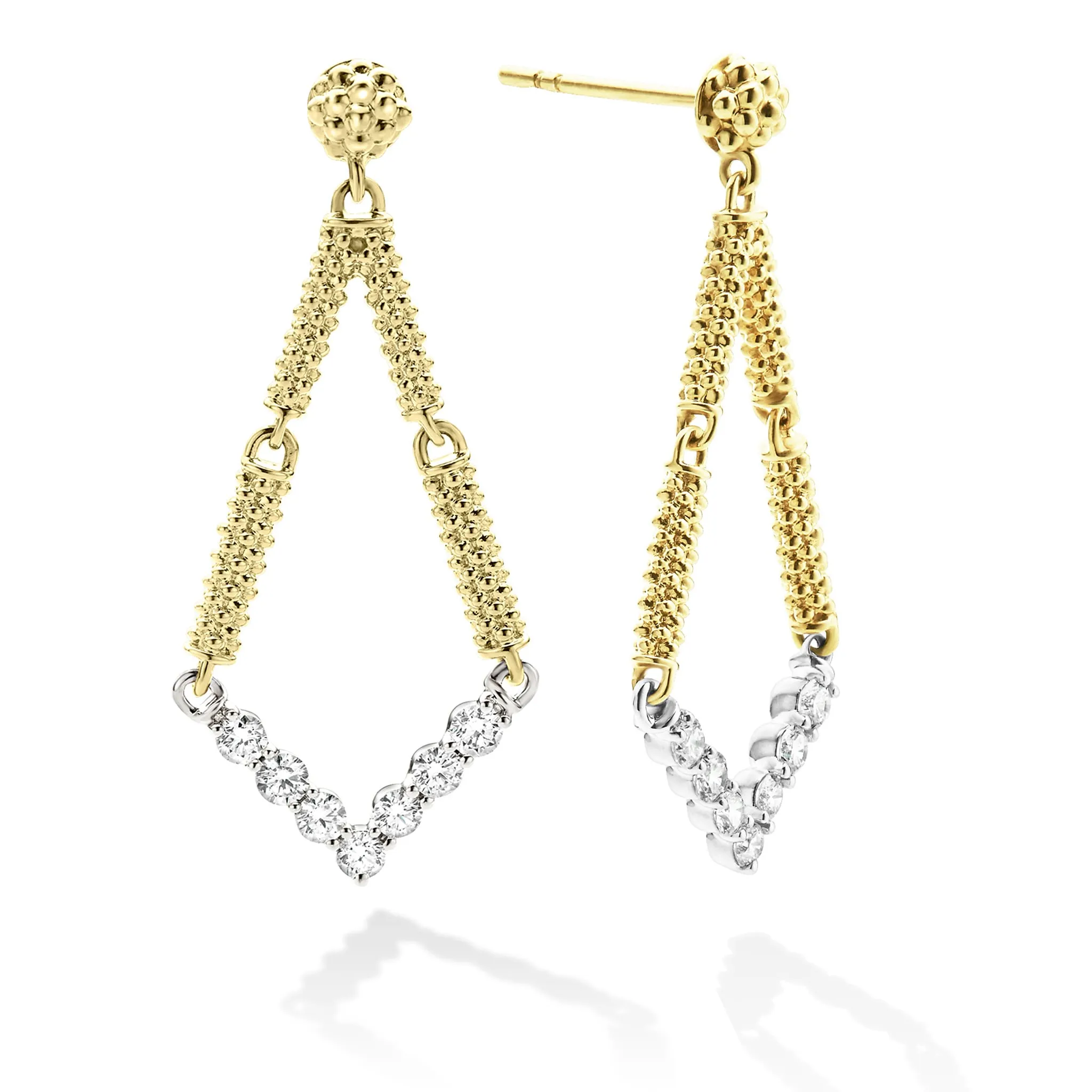 Signature Caviar Petite Superfine Diamond Drop Earrings sold by LAGOS product image thumbnail 3