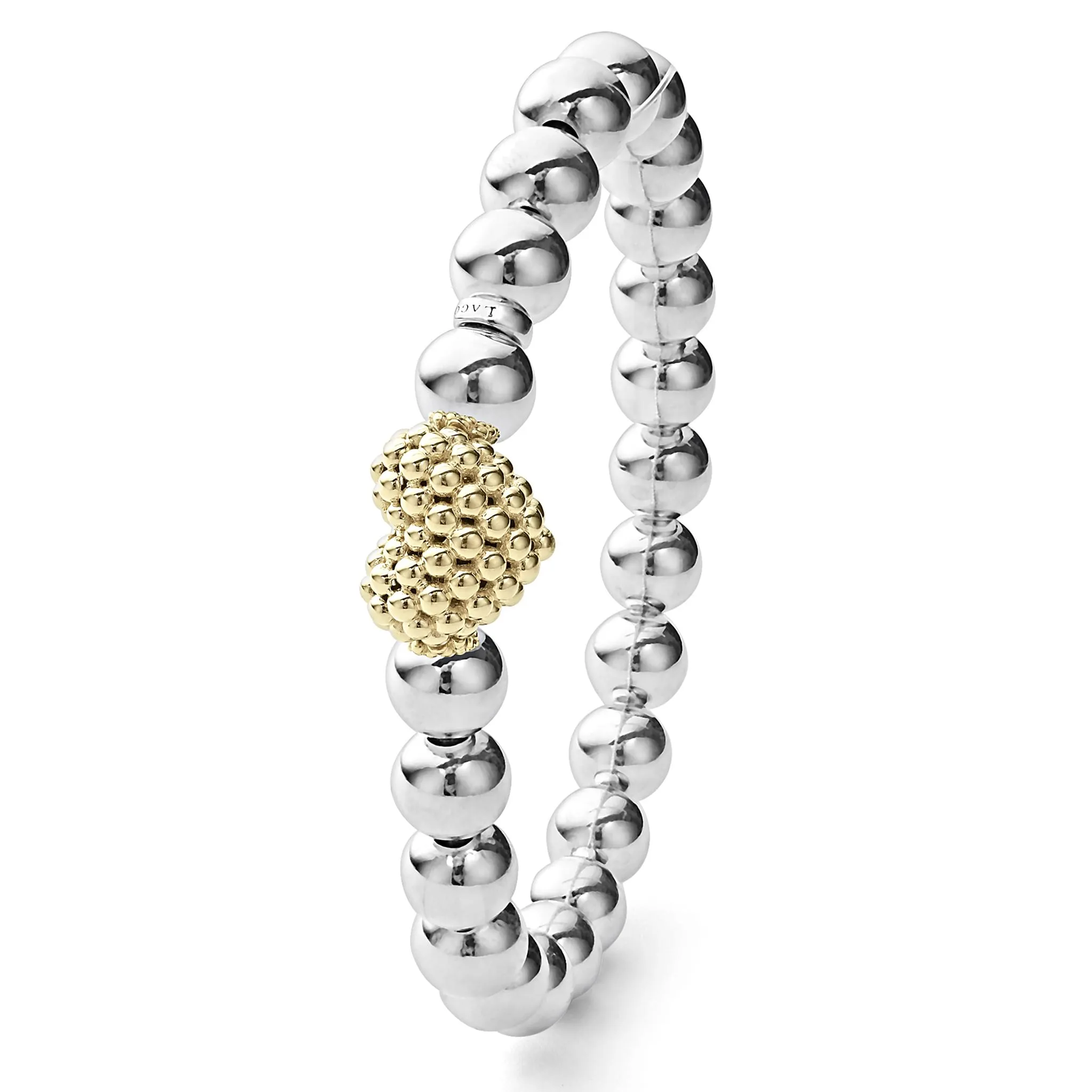 Signature Caviar Stretch Gold Heart Bead Bracelet sold by LAGOS product image thumbnail 3