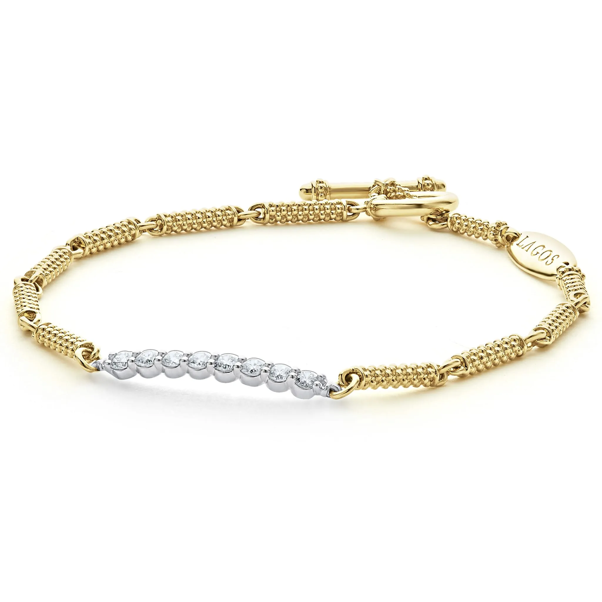 Signature Caviar 18K Gold Superfine Diamond Bracelet sold by LAGOS product image thumbnail 3