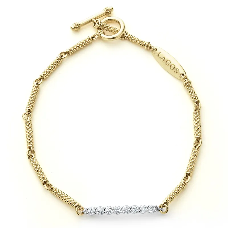 Signature Caviar 18K Gold Superfine Diamond Bracelet sold by LAGOS