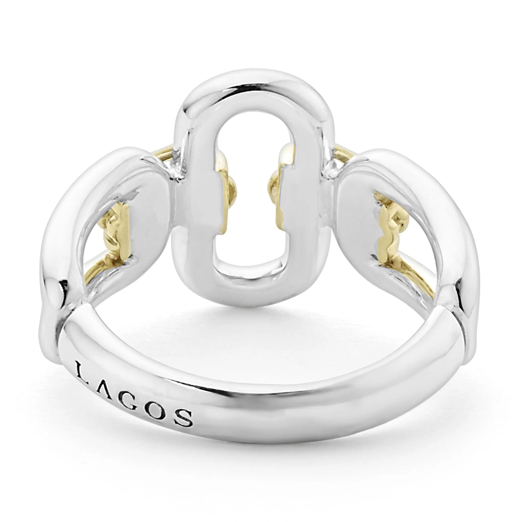 Signature Caviar Two-Tone Link Ring sold by LAGOS product image thumbnail 5