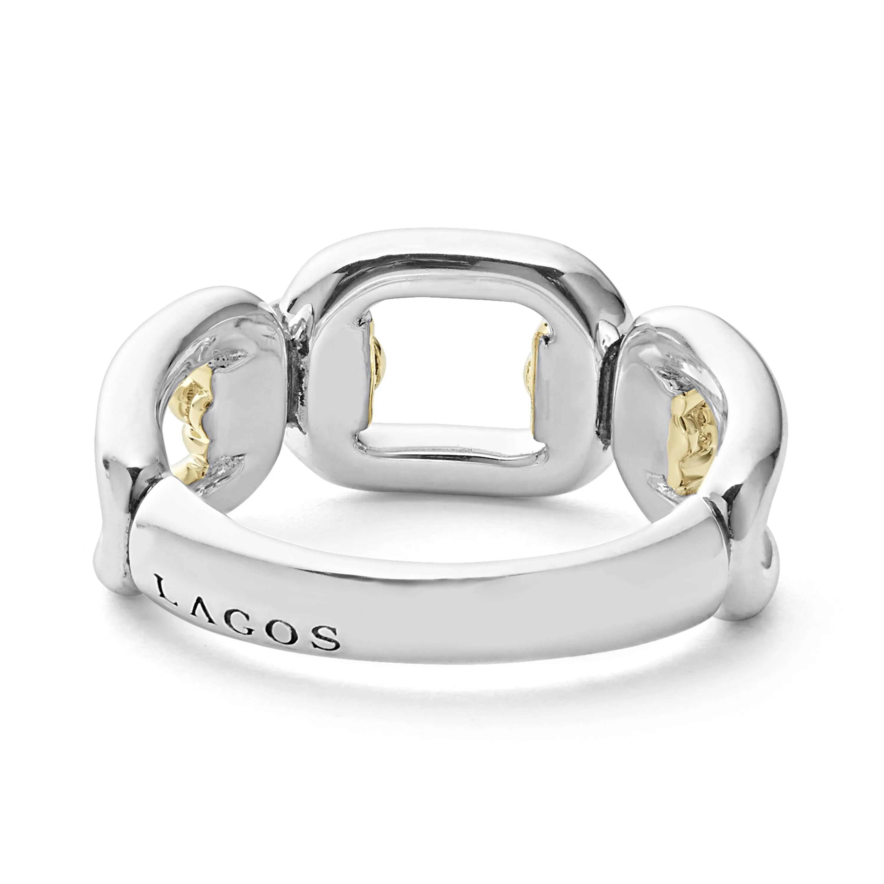 Signature Caviar Two-Tone Link Ring sold by LAGOS product image thumbnail 5