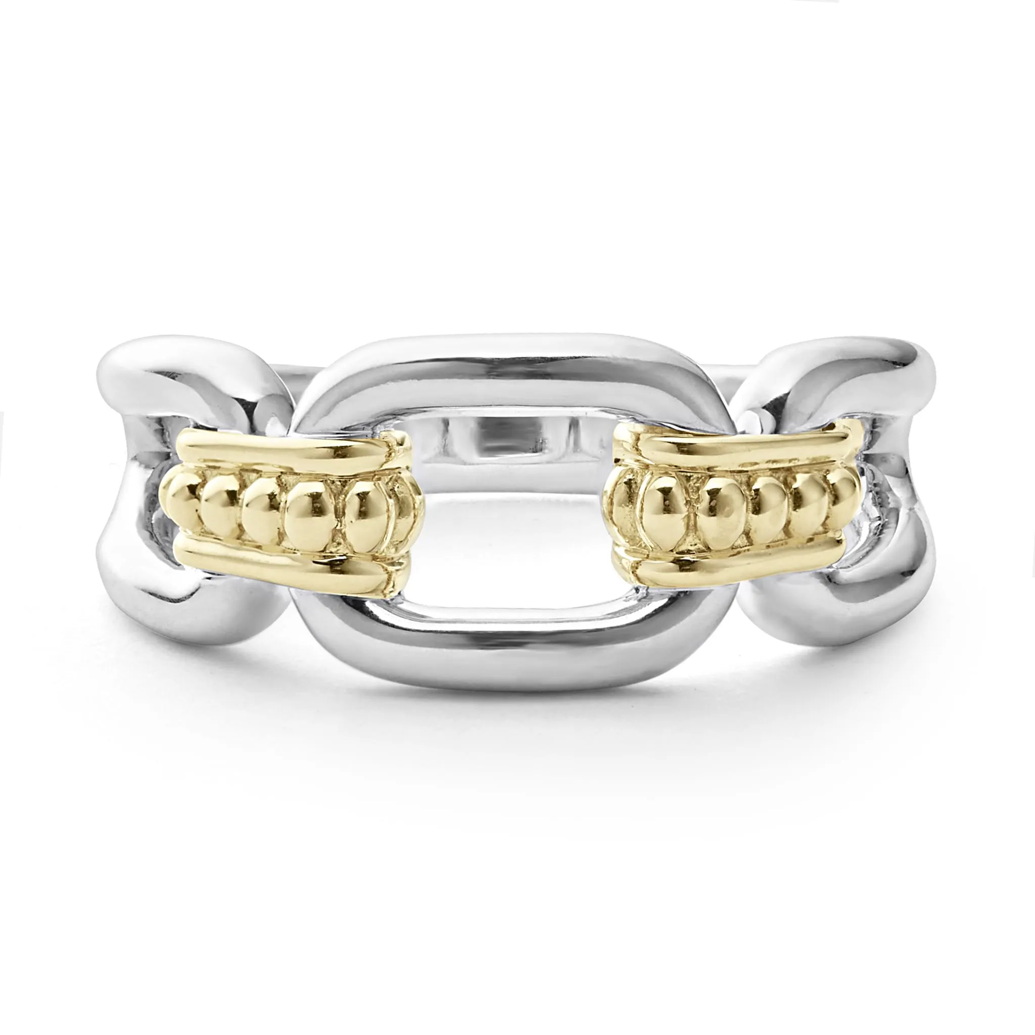 Signature Caviar Two-Tone Link Ring sold by LAGOS product image thumbnail 3