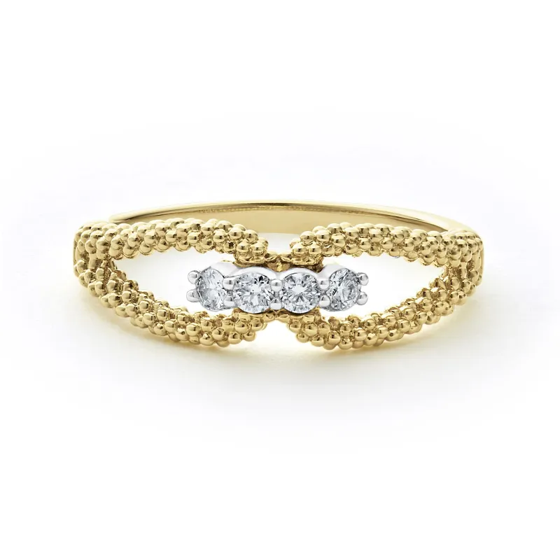 Signature Caviar 18K Gold Superfine Diamond Center Ring sold by LAGOS