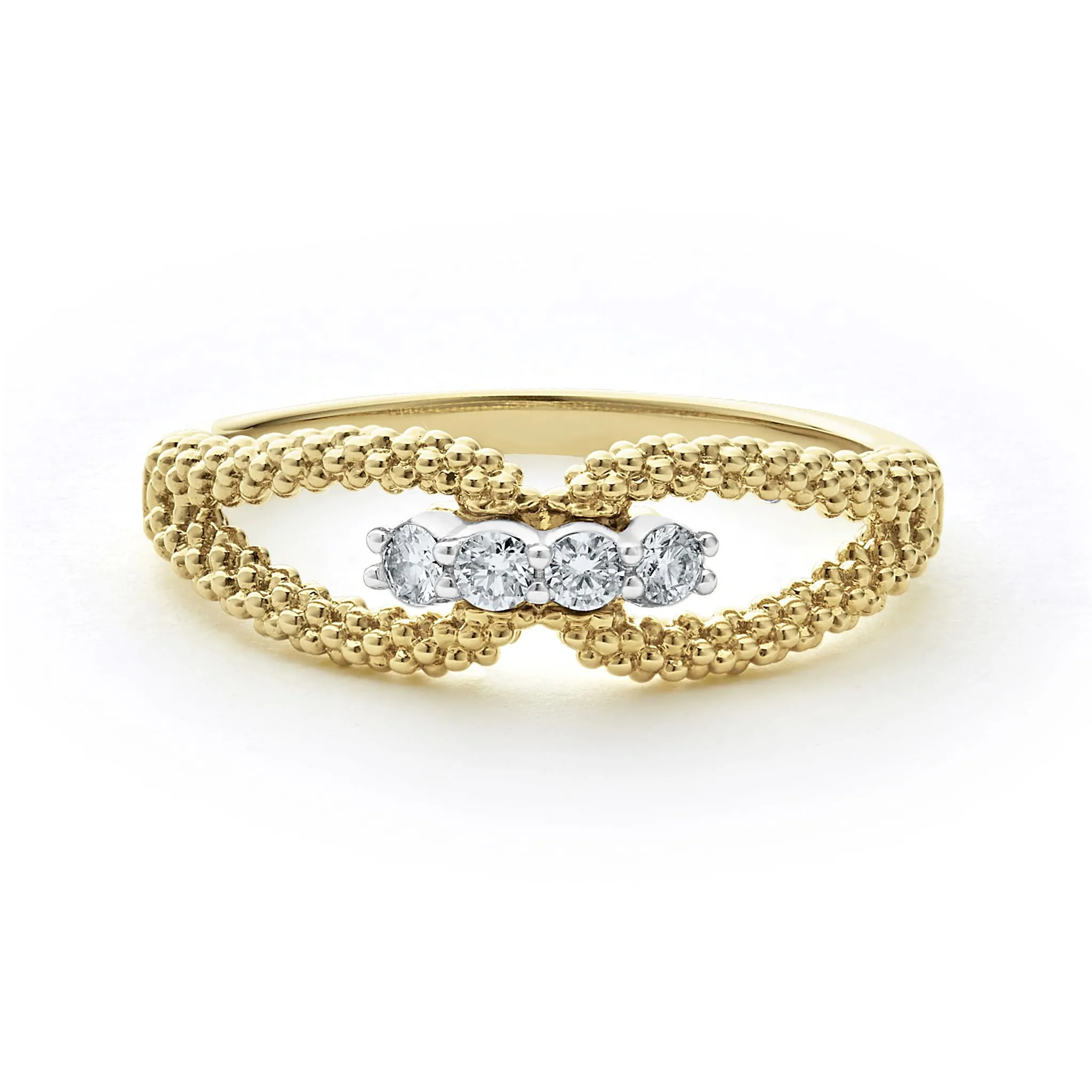 Signature Caviar 18K Gold Superfine Diamond Center Ring sold by LAGOS