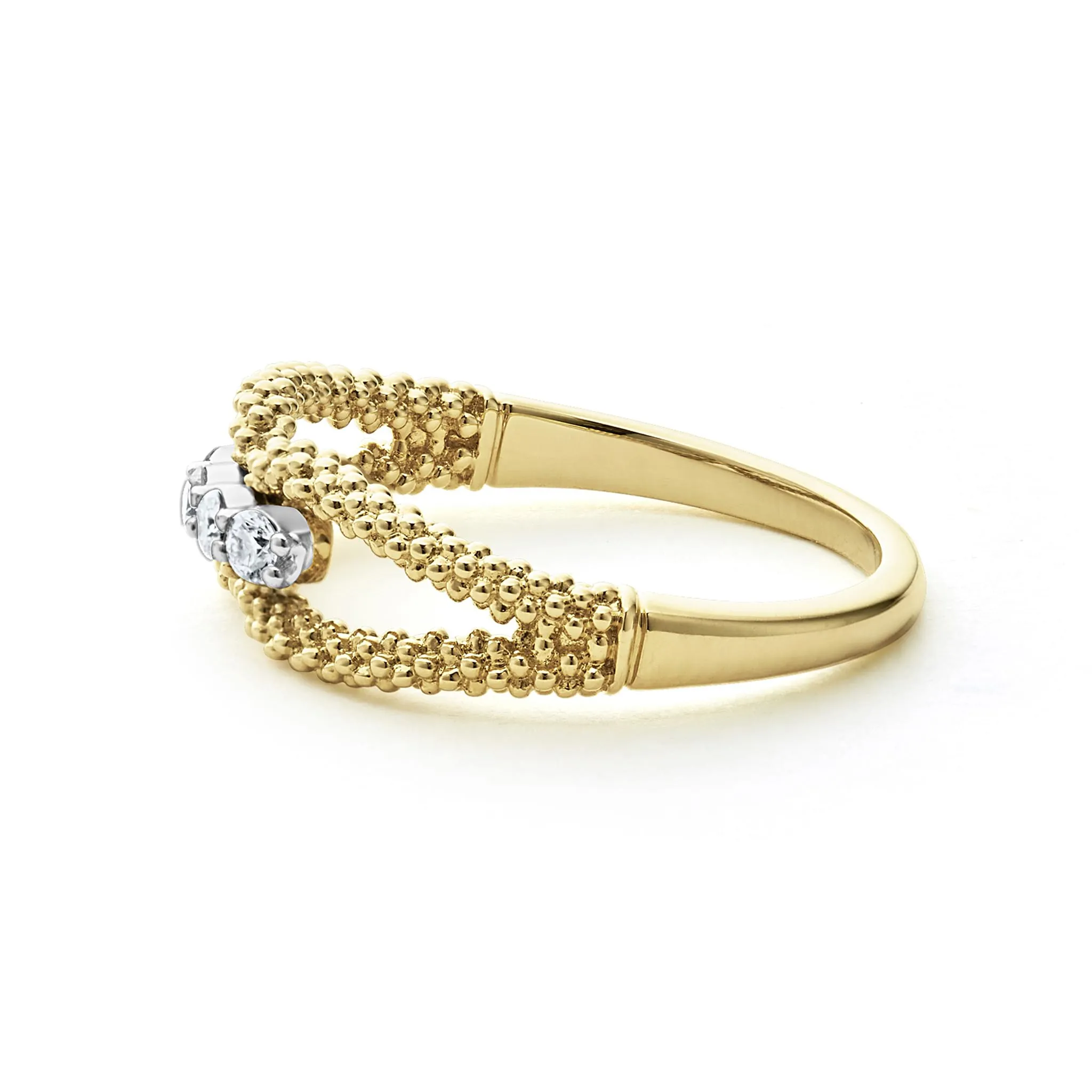 Signature Caviar 18K Gold Superfine Diamond Center Ring sold by LAGOS product image thumbnail 3