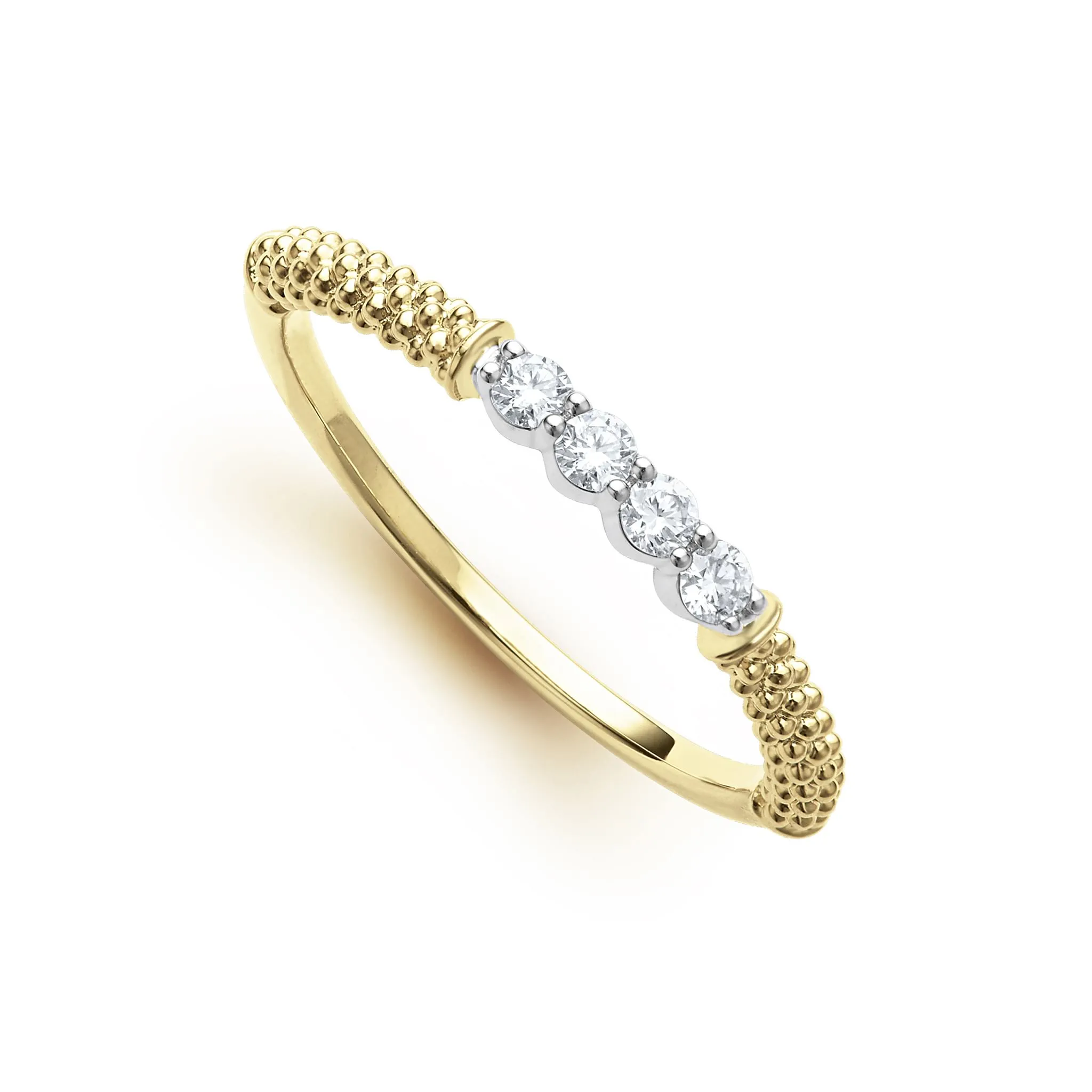 Signature Caviar 18K Gold Superfine Diamond Stacking Ring sold by LAGOS