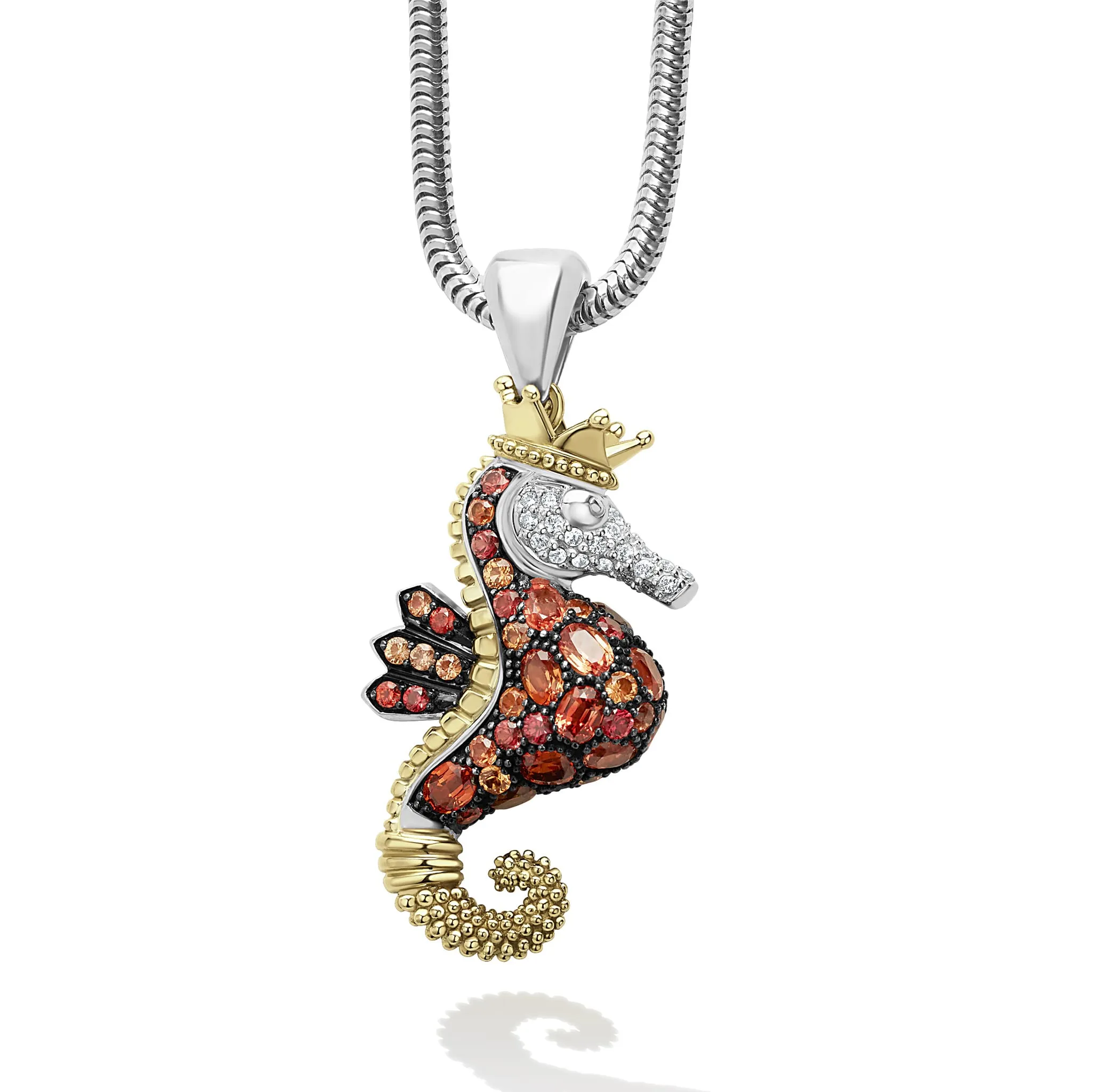 Rare Wonders Orange Sapphire and Diamond Seahorse Pendant Necklace sold by LAGOS