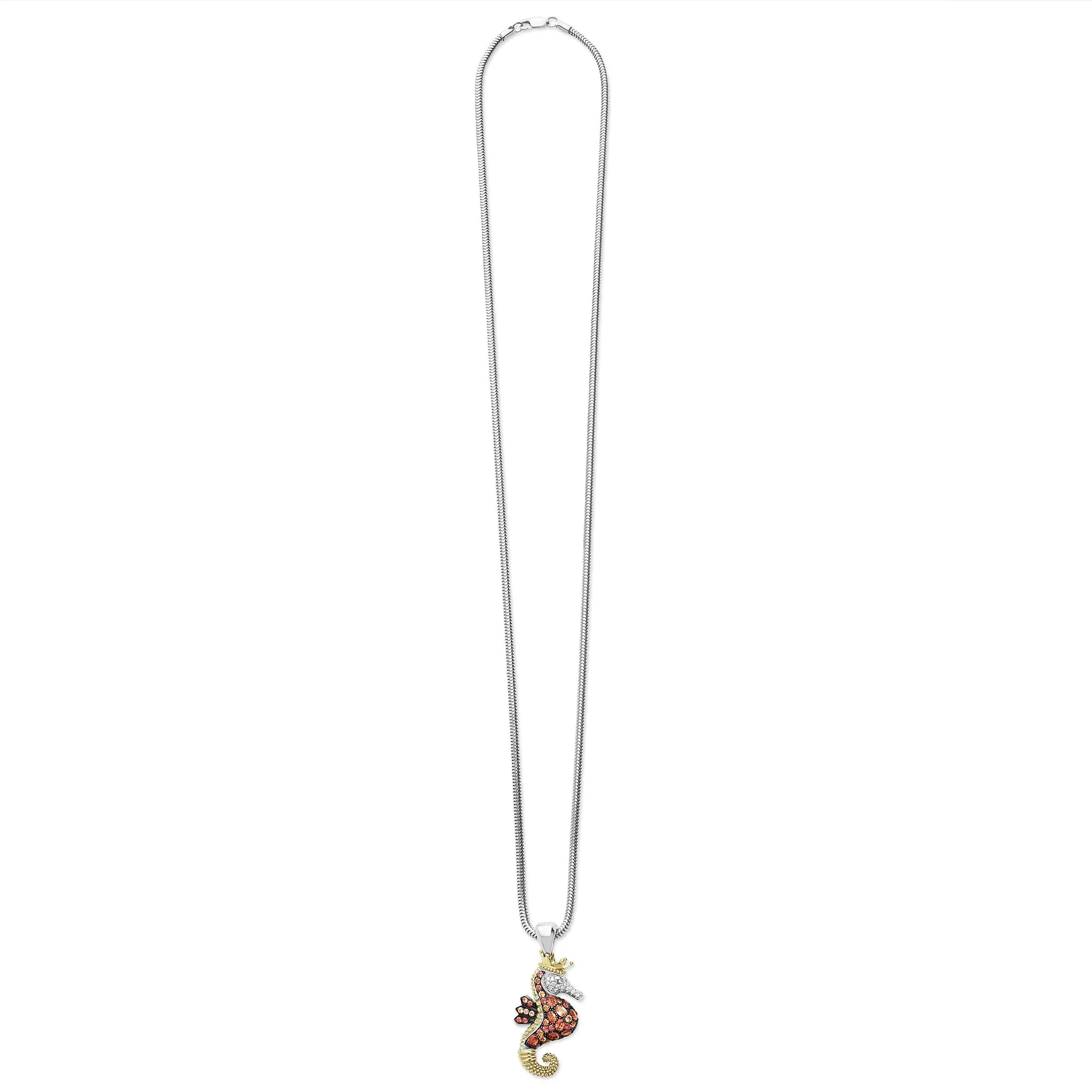 Rare Wonders Orange Sapphire and Diamond Seahorse Pendant Necklace sold by LAGOS product image thumbnail 3